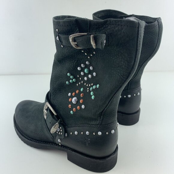 Womens Frye Boots Size 6.5 Veronica Stone Leather Bootie Goodyear Welt Buckles - Picture 3 of 12